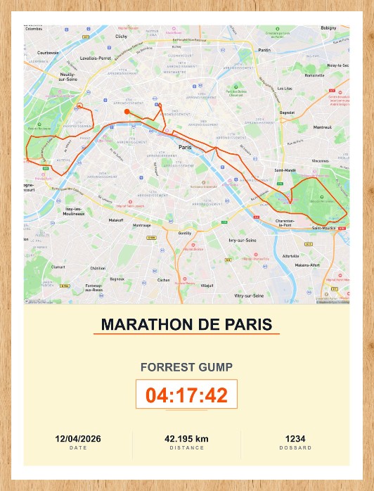 Cadre personnalisé course